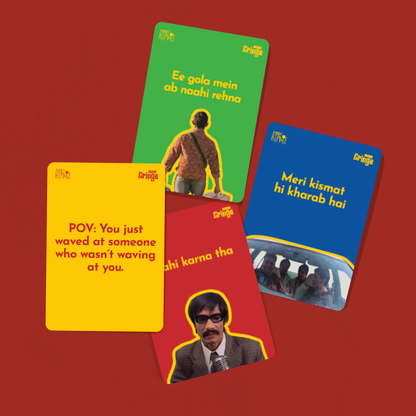 Almost Cringe card game sample cards with memes and prompts by Almost Hippie, fun party game for groups