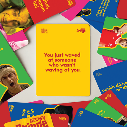 Almost Cringe gameplay example with prompt and response cards by Almost Hippie, funny party game for friends