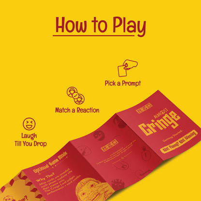 How to play Almost Cringe card game by Almost Hippie, match prompt and reaction cards in fun party gameplay