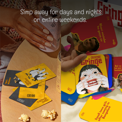 Ha Ha Hippie Box cards spread on table, entertaining party card games for weekends, sleepovers and group hangouts