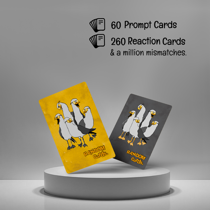 Party Starter Pack showing prompt and reaction cards from Random Cards, funny card games for game nights and gatherings