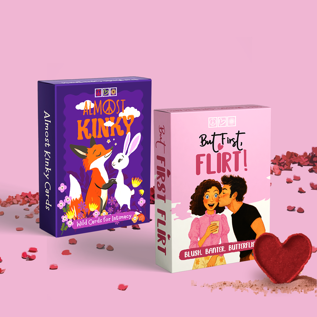 Sparks to Spanks bundle box set with Almost Kinky and But First Flirt by Almost Hippie, romantic couples card games