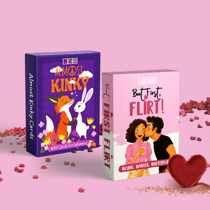 Sparks to Spanks bundle box set with Almost Kinky and But First Flirt by Almost Hippie, romantic couples card games