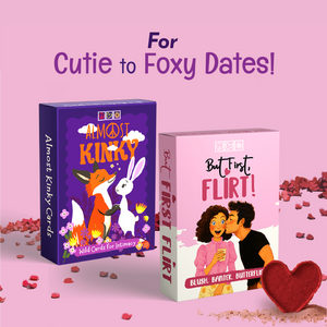 Sparks to Spanks couples game bundle by Almost Hippie with Almost Kinky and But First Flirt, fun date night games for couples