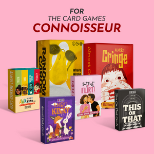 The Big Stash by Almost Hippie featuring six best selling card games, ultimate party game bundle for friends, couples, game nights and house parties