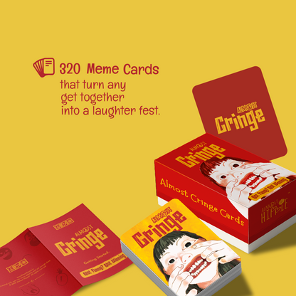 The Big Stash showing Almost Cringe meme cards, funny adult party card game for laughter and group fun