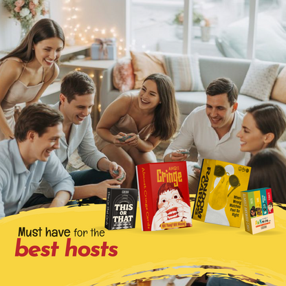 The Perfect Host Pack with friends playing together, must have party games for hosts, birthdays and weekend gatherings
